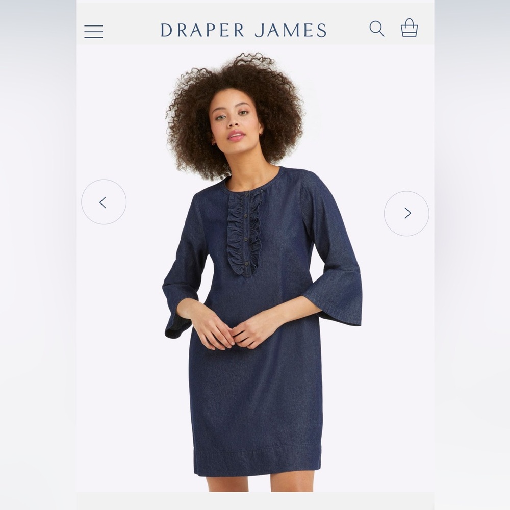 Draper James Size 6 Chambray Ruffle Shift Dress